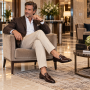 mocasini barbati maro inchis din piele naturala matritata lacuita cu ciucuri GKR220MCR Ciucaleti